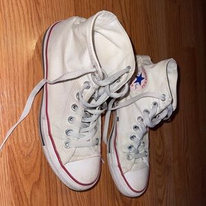 Women’s white high top converse. Size 8.5